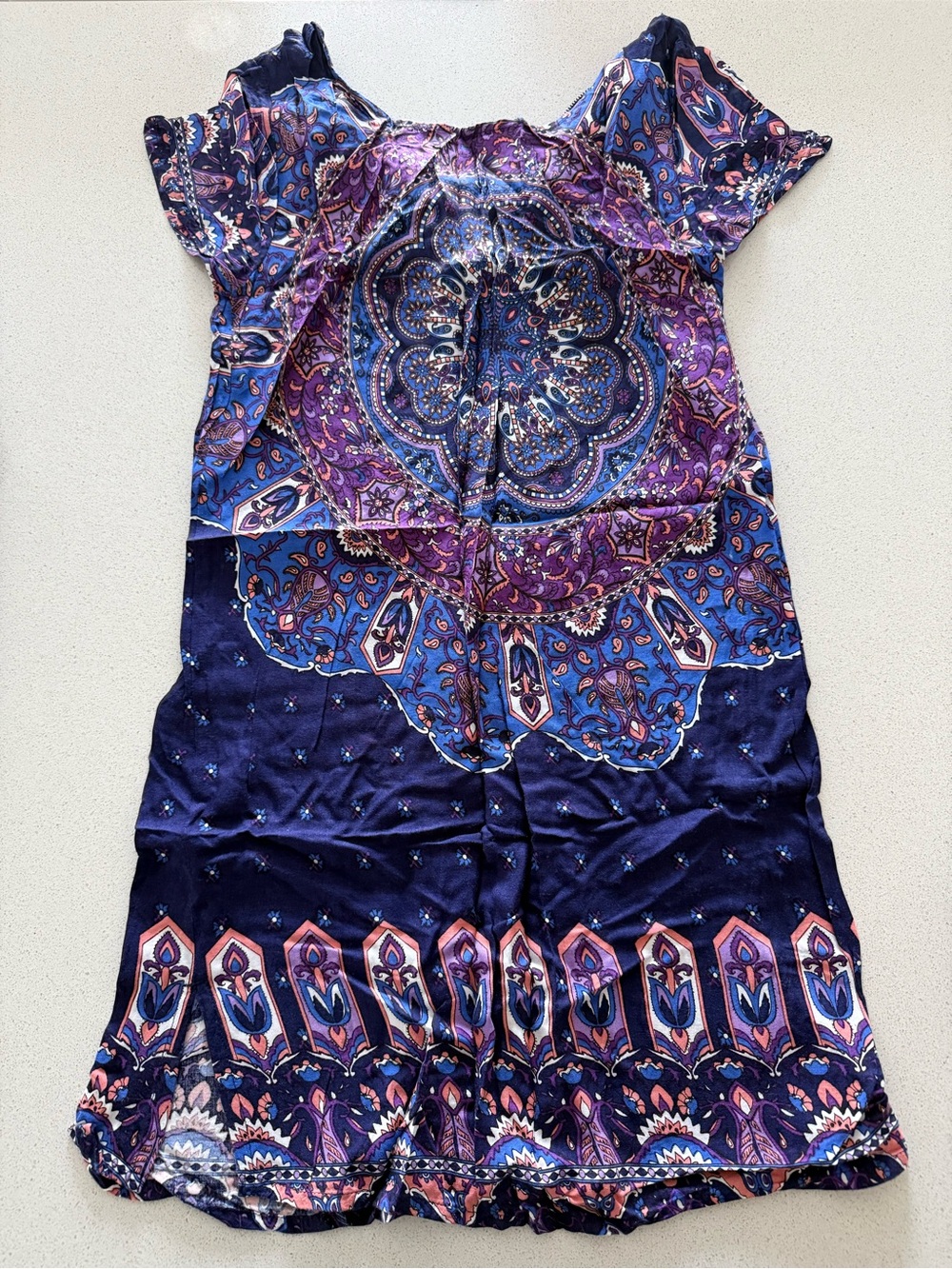 Boho Indigo Purple Printed Shift Dress